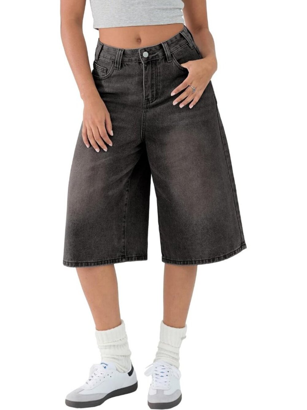 Trendy Women's Baggy Denim Jorts - Y2K Wide Leg Bermuda Jean Shorts